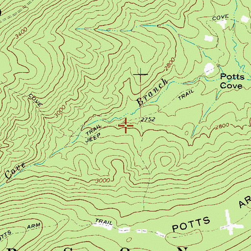 Topographic Map of Cove Trail, VA