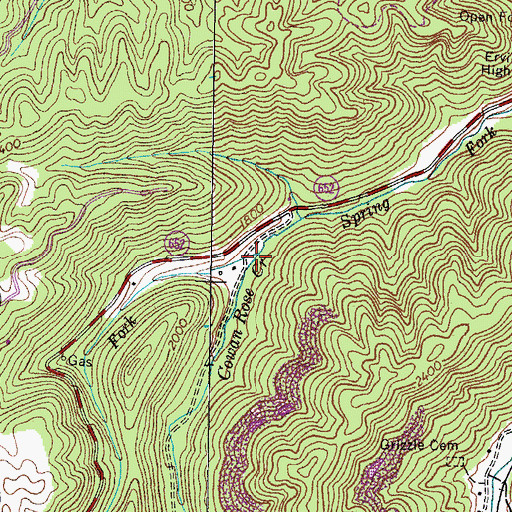 Topographic Map of Cowan Rose Creek, VA