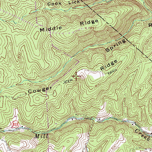 Topographic Map of Cowger Ridge, VA