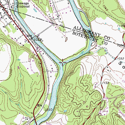 Topographic Map of Cowpasture River, VA