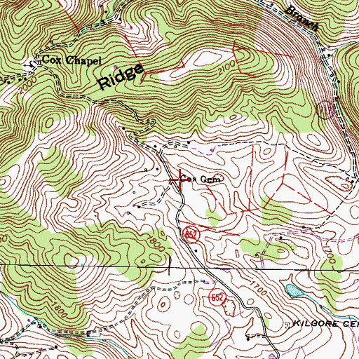 Topographic Map of Cox Cemetery, VA