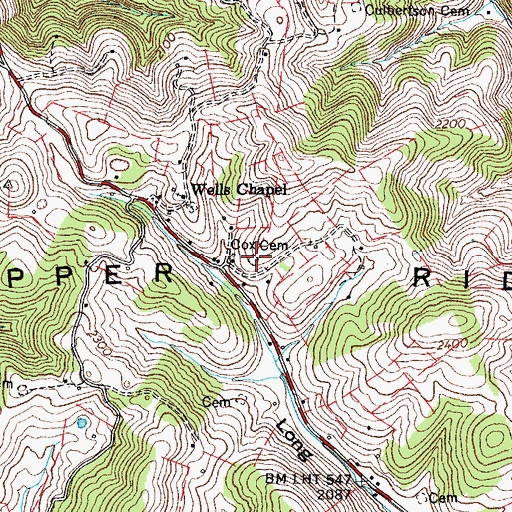 Topographic Map of Cox Cemetery, VA