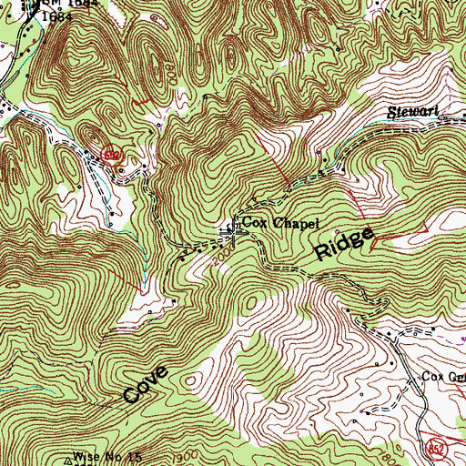 Topographic Map of Cox Chapel, VA