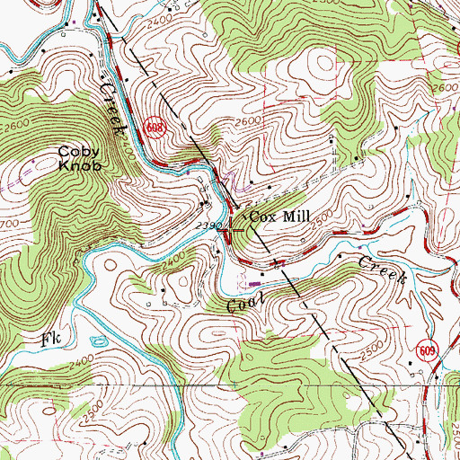 Topographic Map of Cox Mill, VA