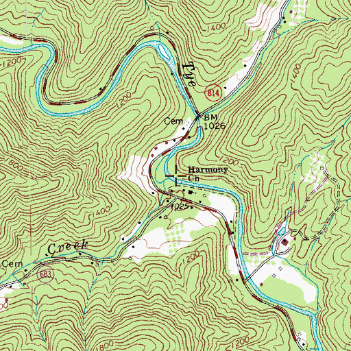 Topographic Map of Coxs Creek, VA