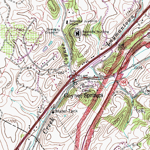 Topographic Map of Coyner Branch, VA