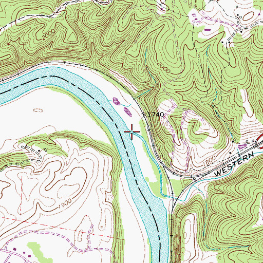 Topographic Map of Crab Creek, VA