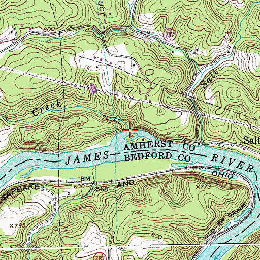 Topographic Map of Crab Creek, VA