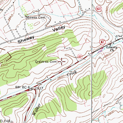 Topographic Map of Crabtree Cemetery, VA