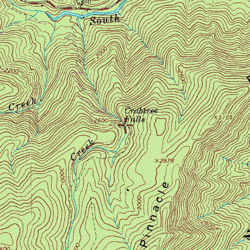 Topographic Map of Crabtree Falls, VA