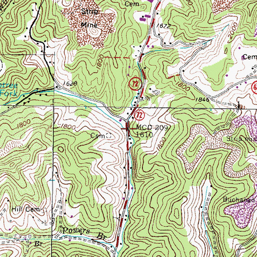 Topographic Map of Crabtree Fork, VA