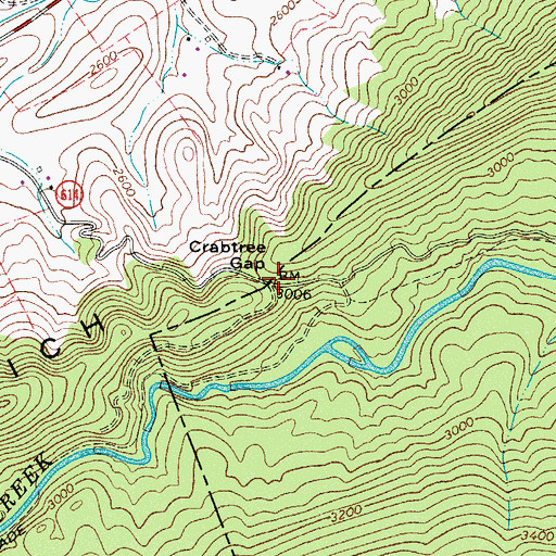 Topographic Map of Crabtree Gap, VA
