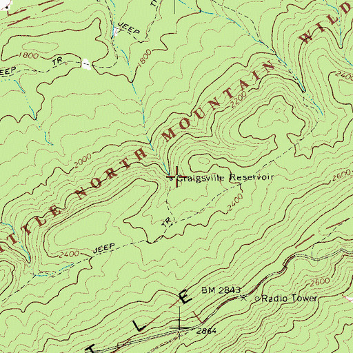 Topographic Map of Craigsville Reservoir, VA