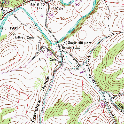 Topographic Map of Cranshaw Hollow, VA