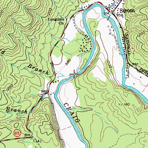 Topographic Map of Crawford Branch, VA