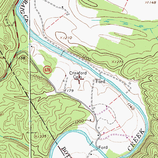 Topographic Map of Crawford Cemetery, VA