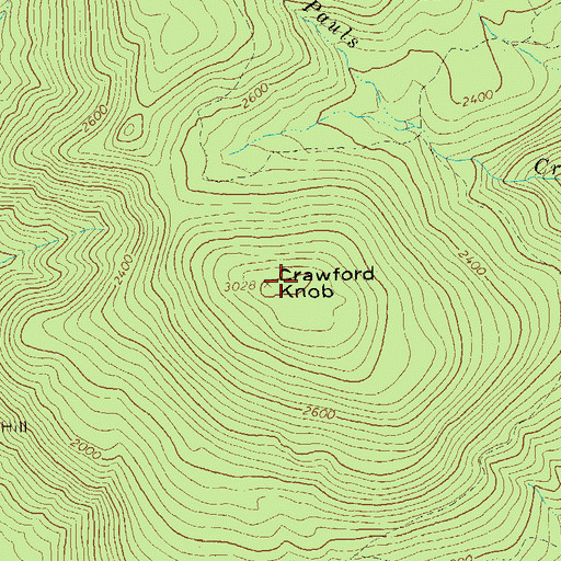 Topographic Map of Crawford Knob, VA