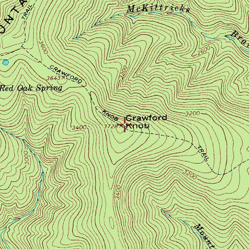 Topographic Map of Crawford Knob, VA