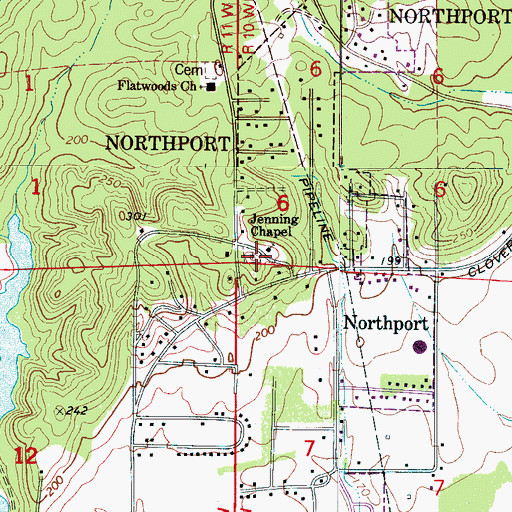 Topographic Map of Jennings Chapel Cemetery, AL