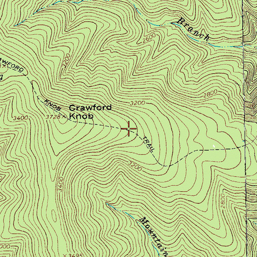 Topographic Map of Crawford Knob Trail, VA