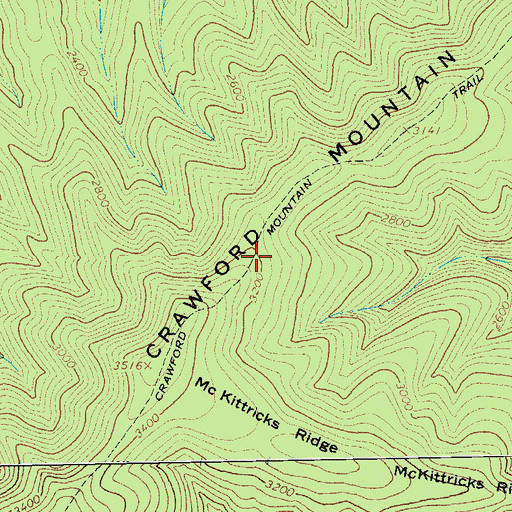 Topographic Map of Crawford Mountain Trail, VA