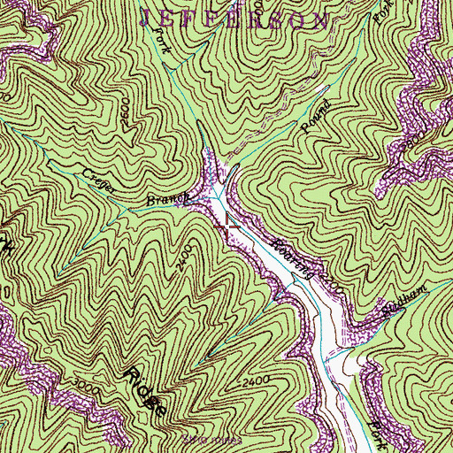 Topographic Map of Creger Branch, VA