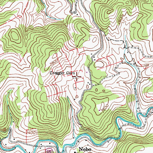 Topographic Map of Cregger Cemetery, VA