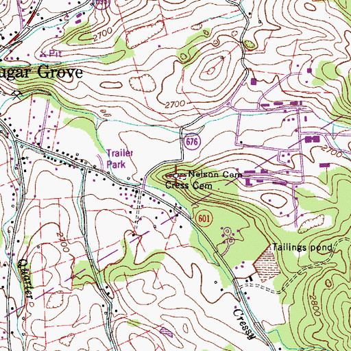Topographic Map of Cress Cemetery, VA