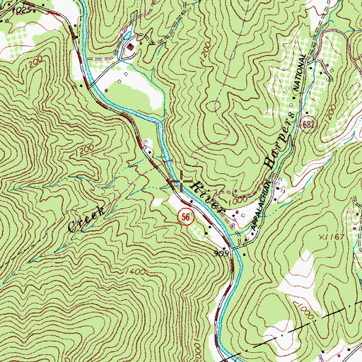 Topographic Map of Cripple Creek, VA