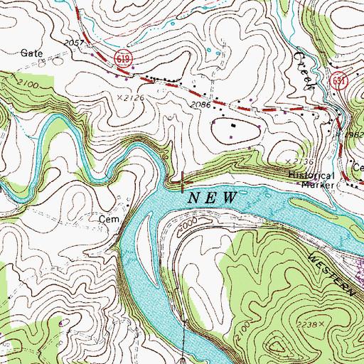 Topographic Map of Cripple Creek, VA