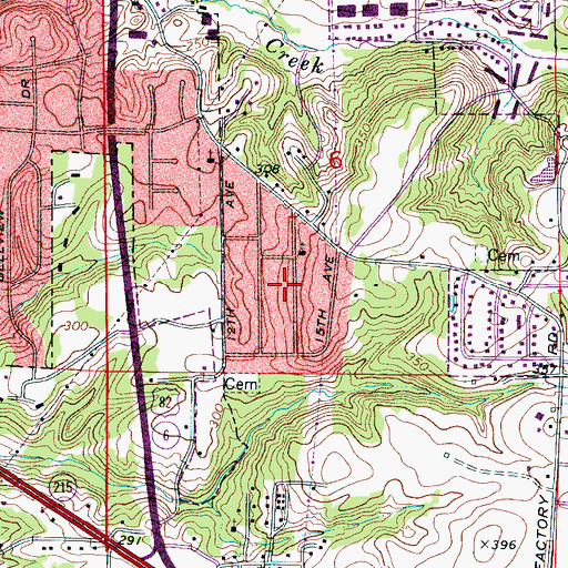 Topographic Map of Jerusalem Heights, AL