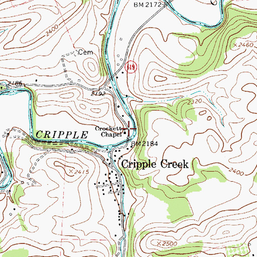Topographic Map of Crockett Chapel, VA