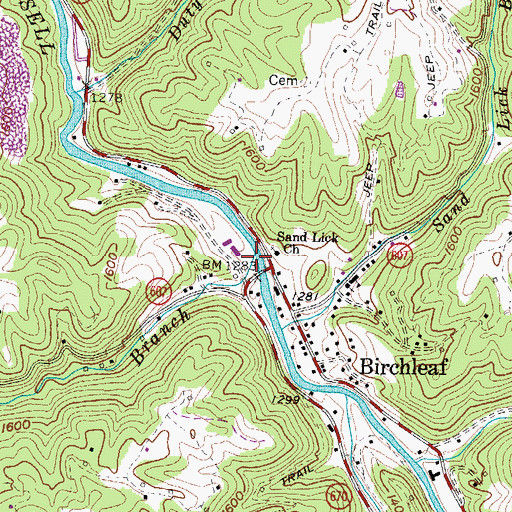 Topographic Map of Crooked Branch, VA