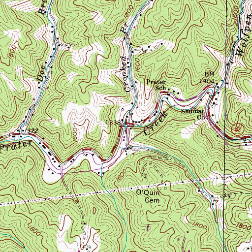 Topographic Map of Crooked Branch, VA