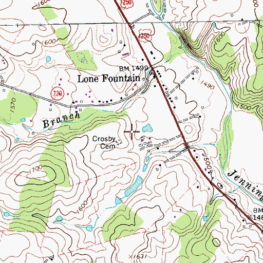 Topographic Map of Crosby Cemetery, VA