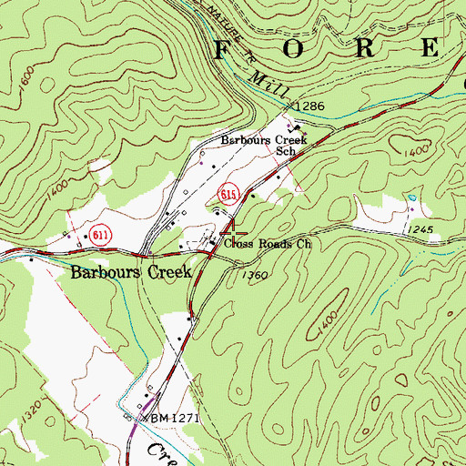 Topographic Map of Cross Roads Church, VA