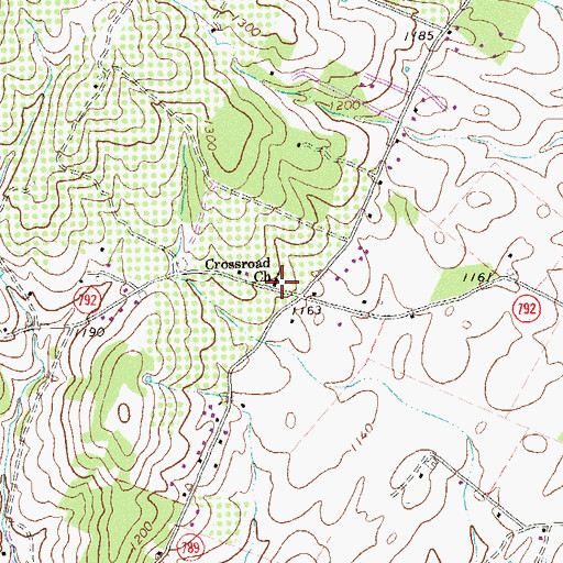 Topographic Map of Crossroad Church, VA