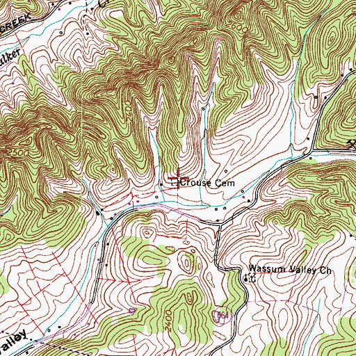 Topographic Map of Crouse Cemetery, VA