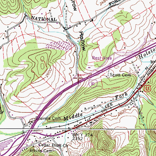 Topographic Map of Crow Hollow, VA