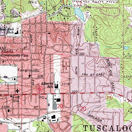 Topographic Map of Juanita Drive, AL