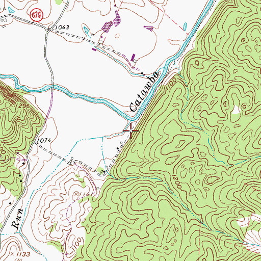 Topographic Map of Crush Run, VA