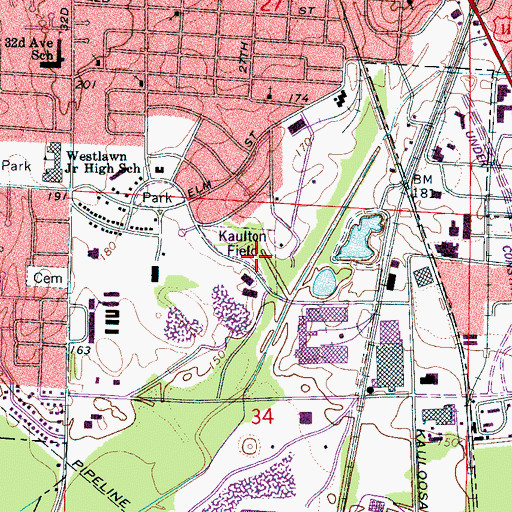 Topographic Map of Kaulton Field, AL