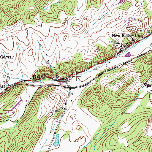 Topographic Map of Curry Creek, VA