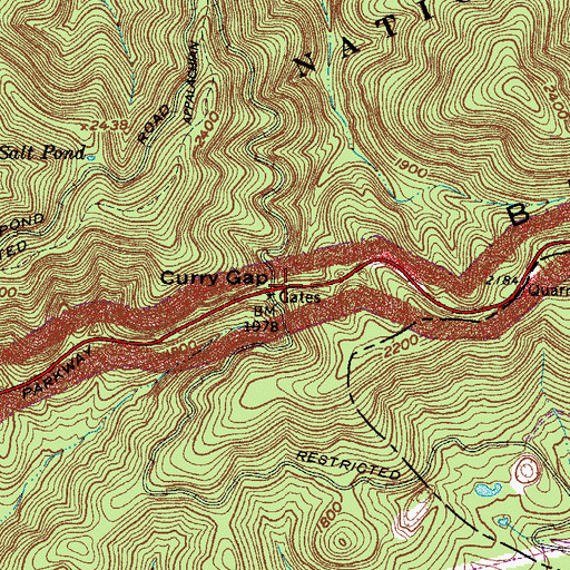 Topographic Map of Curry Gap, VA