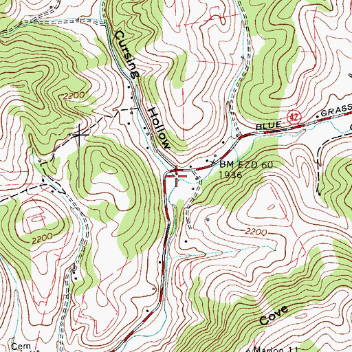 Topographic Map of Cursing Hollow, VA