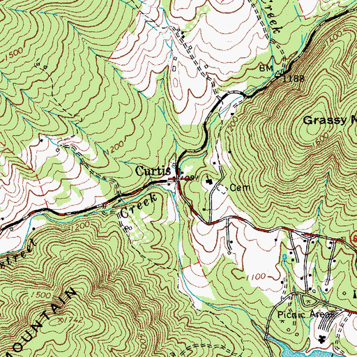 Topographic Map of Curtis, VA