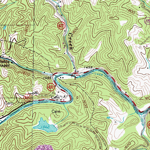 Topographic Map of Cutter Creek, VA