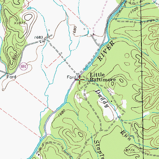Topographic Map of Daddy Run, VA