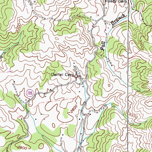 Topographic Map of Dainel Cemetery, VA