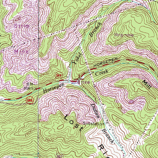 Topographic Map of Dalton Branch, VA